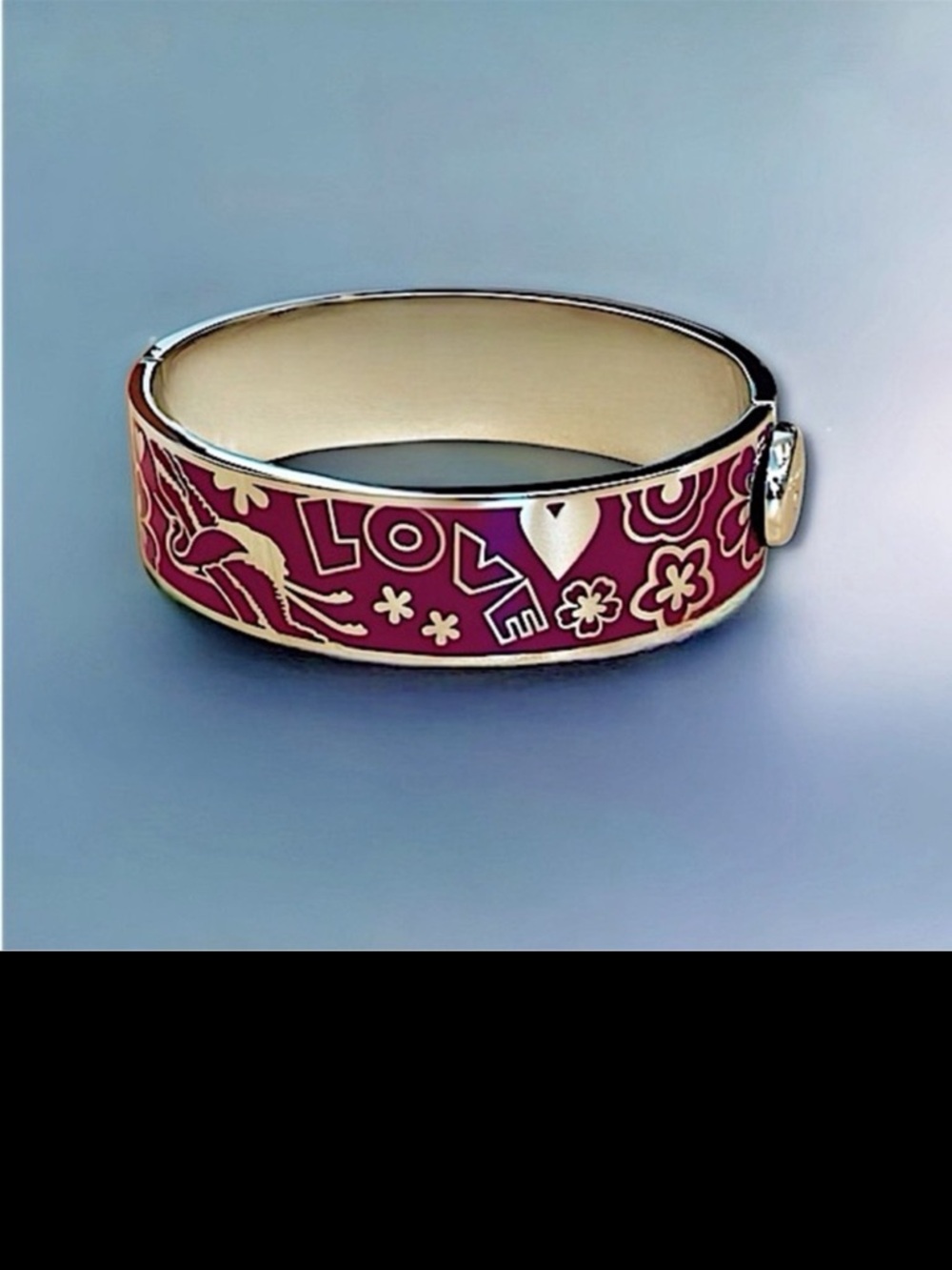 Johnny Was Love Hinged Pink Love Motif Enamel Bangle Bracelet